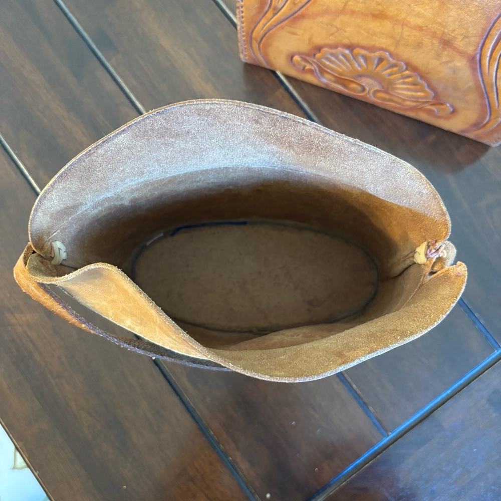 Vintage Handcrafted Mexican Tan Leather Bag Set Trio Genuine Cowhide Western - Picture 15 of 16